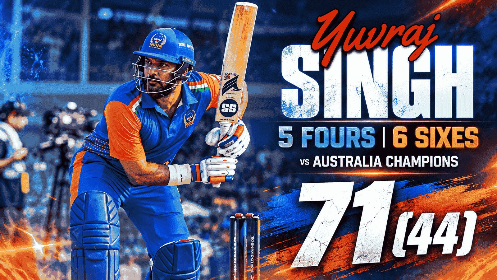 India Champions vs Australia Champions Review: Yuvraj’s 71, Kulkarni’s 4/26 Seal 46-Run Win in WCL 2026 Opener