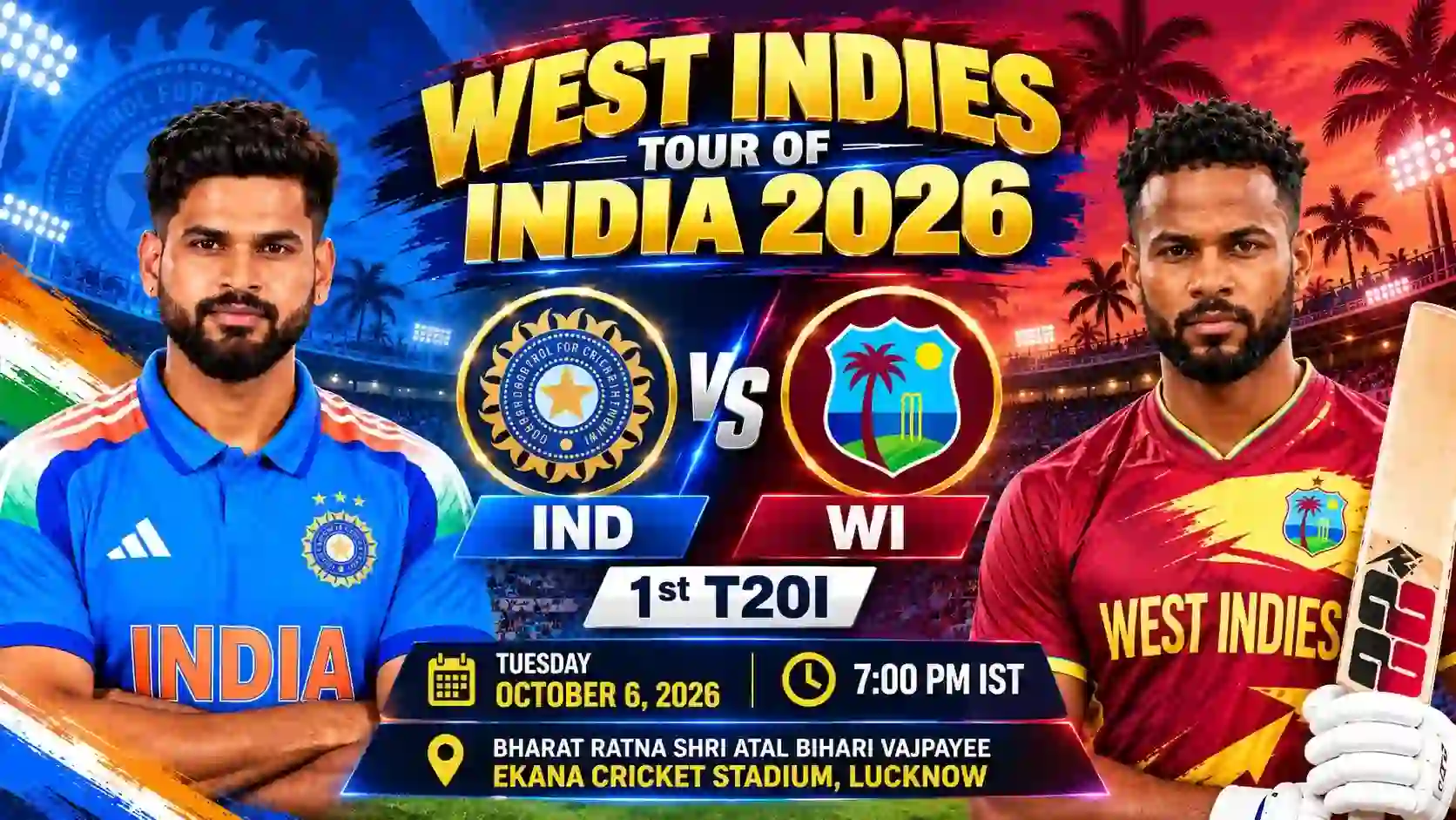 IND vs WI 1st T20I Preview: Shreyas Iyer’s New Era Begins in Lucknow as India Eye T20I Reset After ODI Heartbreak