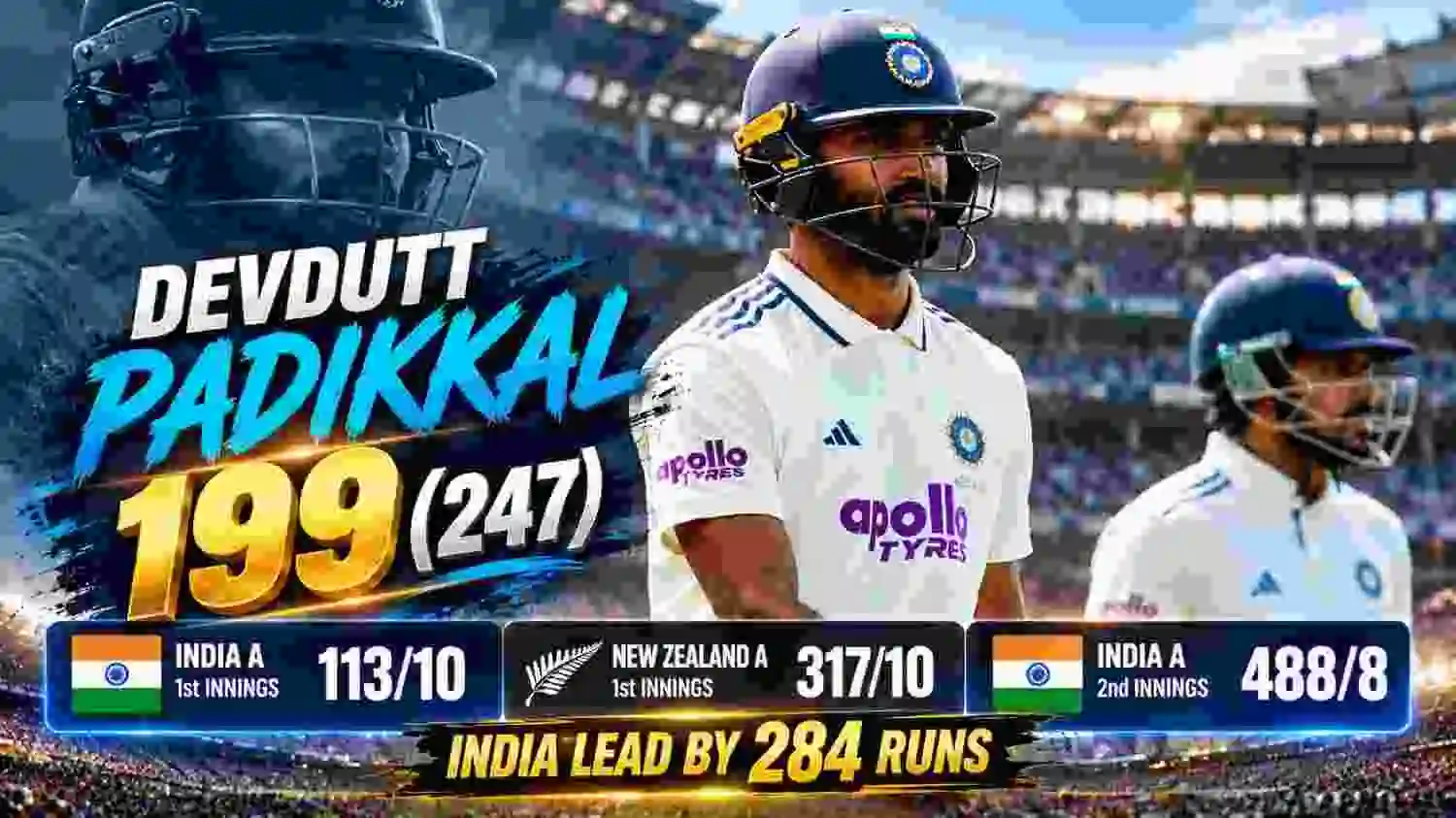 IND A vs NZ A 1st Unofficial Test Review: Padikkal’s Heartbreaking 199 Headlines India A’s Remarkable Fightback