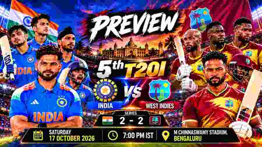 IND vs WI 5th T20I Preview: Series Decider in Bengaluru as India Eye Home Record, West Indies Chase History
