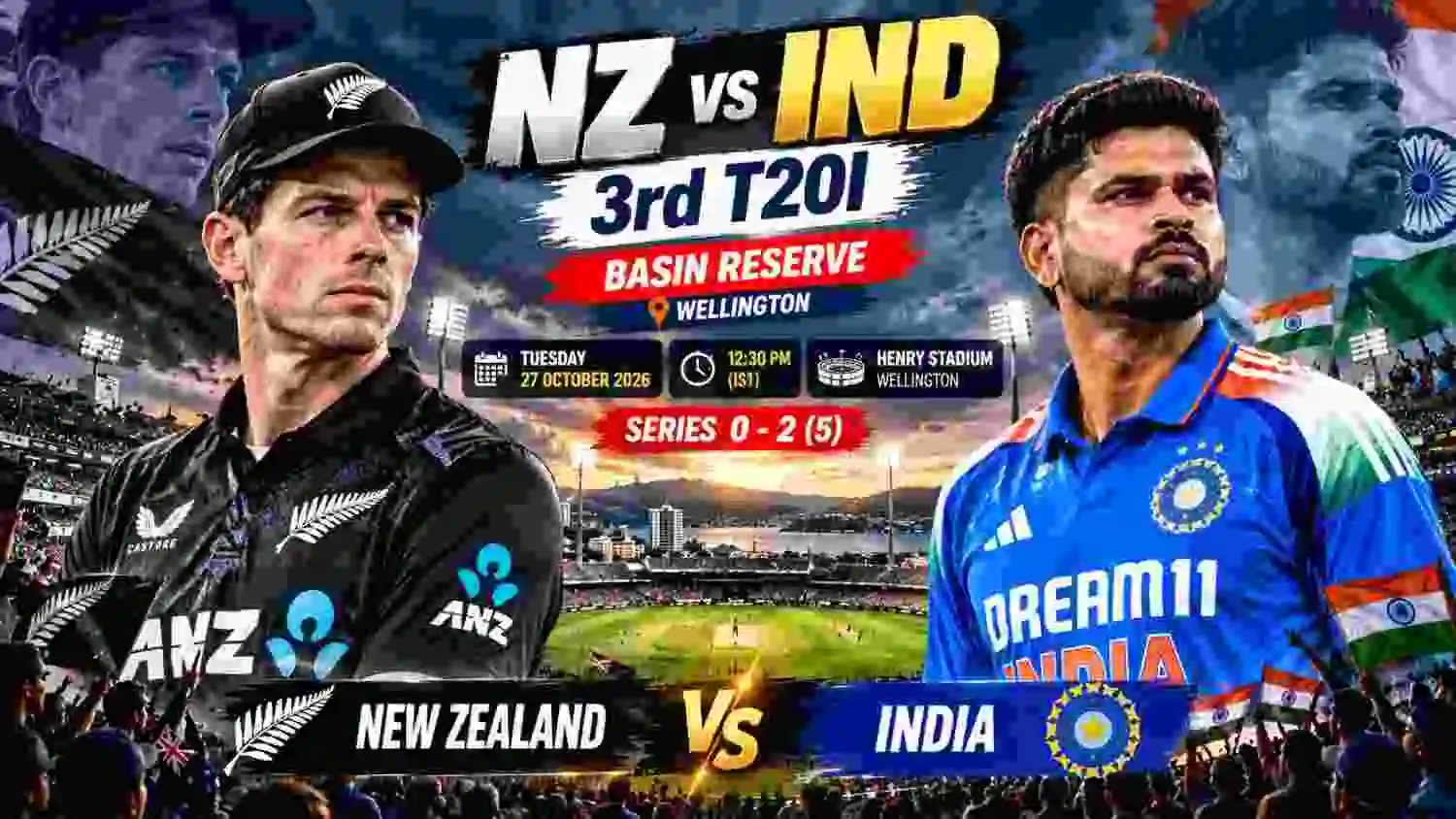 NZ vs IND 3rd T20I Preview: India Eye Series Seal in Windy Wellington as New Zealand Fight for Survival