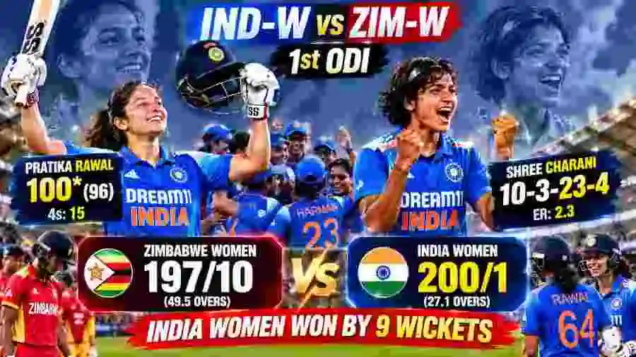 IND-W vs ZIM-W 1st ODI Review: Rawal’s Century, Charani’s Four-For Seal Mandhana’s Winning Start