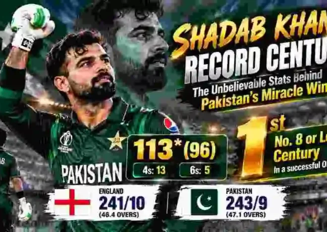 Shadab Khan’s Record Century: The Unbelievable Stats Behind Pakistan’s Miracle Win