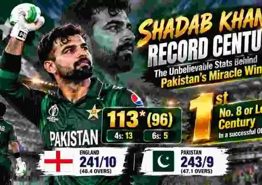 Shadab Khan’s Record Century: The Unbelievable Stats Behind Pakistan’s Miracle Win