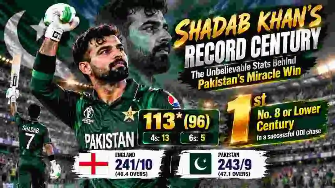 Shadab Khan’s Record Century: The Unbelievable Stats Behind Pakistan’s Miracle Win