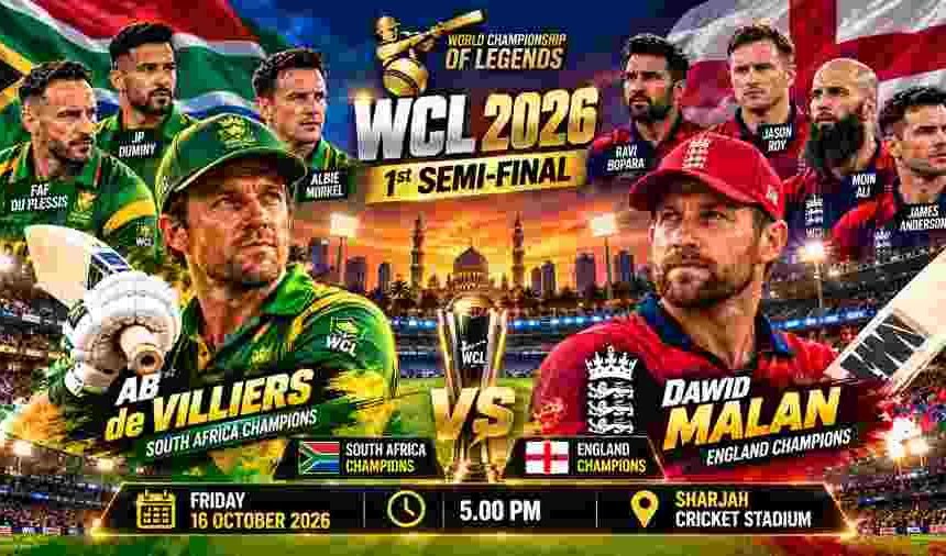 SA Champions vs England Champions Semi-Final 1 Preview: ABD’s Unbeaten Proteas Face Malan’s England in Sharjah Showdown