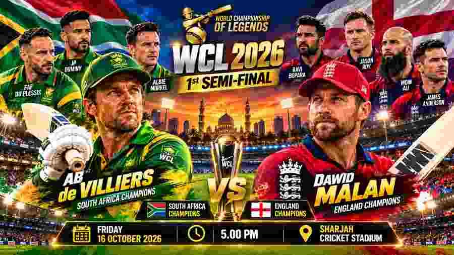 SA Champions vs England Champions Semi-Final 1 Preview: ABD’s Unbeaten Proteas Face Malan’s England in Sharjah Showdown